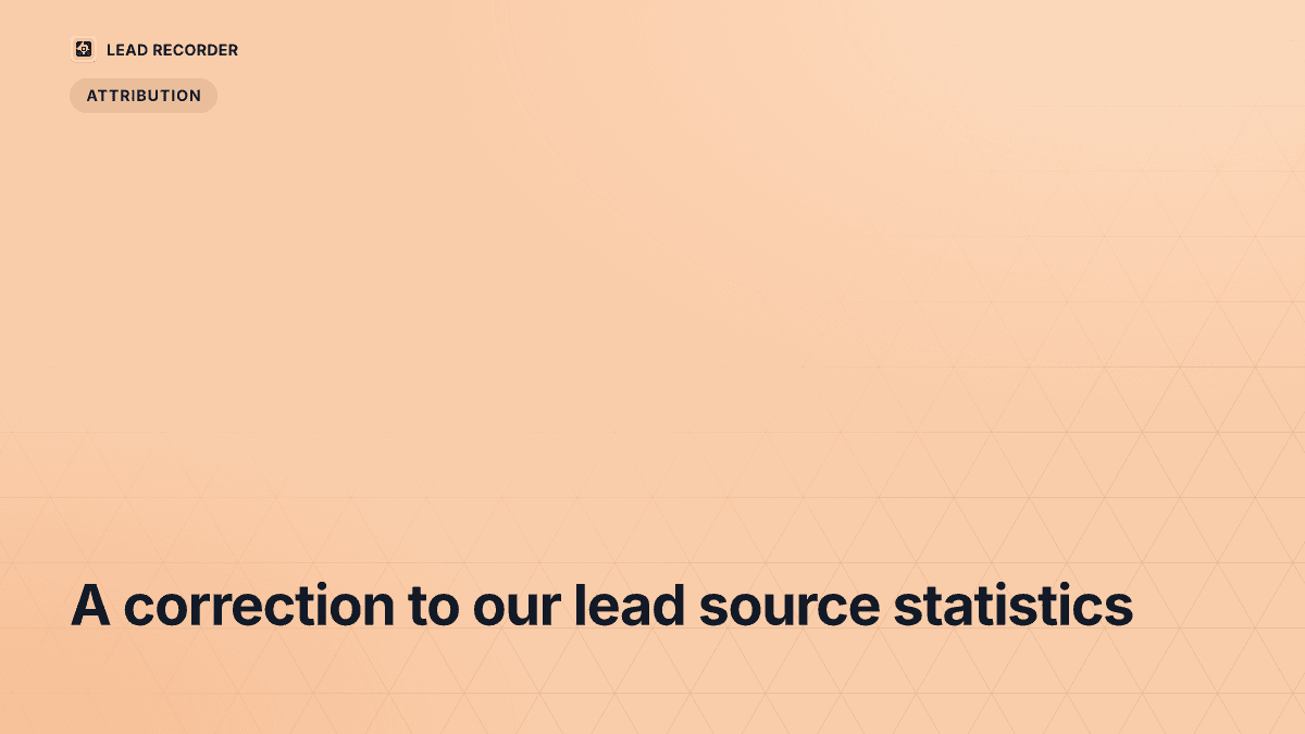 A correction to our lead source statistics