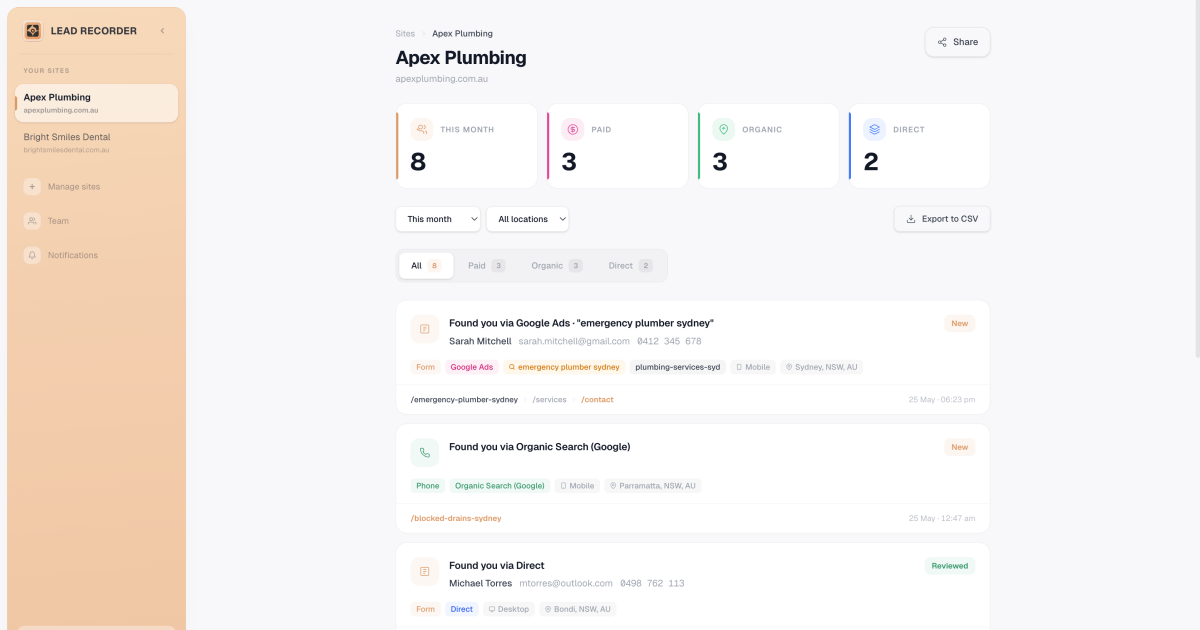 Lead Recorder screenshot